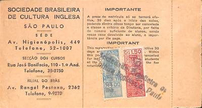 Carteira da Sociedade Brasileira de Cultura Inglesa, 1957